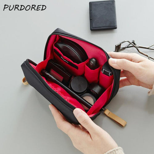 PURDORED 1 pc Solid Cosmetic Bag Korean Style