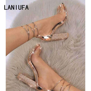Big size 34-43 Women Heeled Sandals Bandage