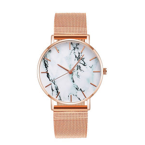 Fashion Rose Gold Mesh Band Creative Marble Female