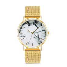 Load image into Gallery viewer, Fashion Rose Gold Mesh Band Creative Marble Female