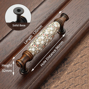 KAK Antique Bronze Ceramic Cabinet Handles Vintage Drawer