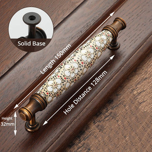 KAK Antique Bronze Ceramic Cabinet Handles Vintage Drawer