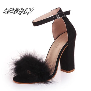 Summer Women Pumps T-stage Fur Buckle