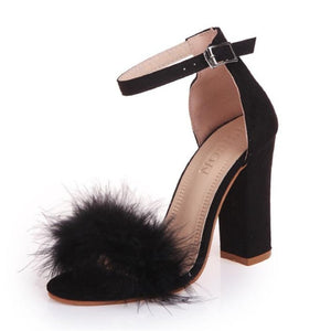 Summer Women Pumps T-stage Fur Buckle