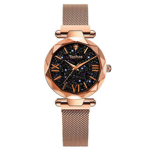 Luxury Women Watches Magnetic Starry Sky Clock